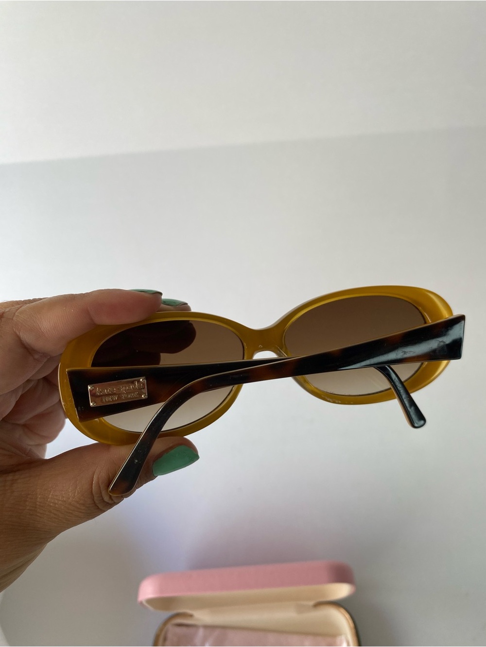 Kate Spade Sinclair Tortoise Saffron Yellow Sunglasses Oval 55mm Case - Picture 3 of 14